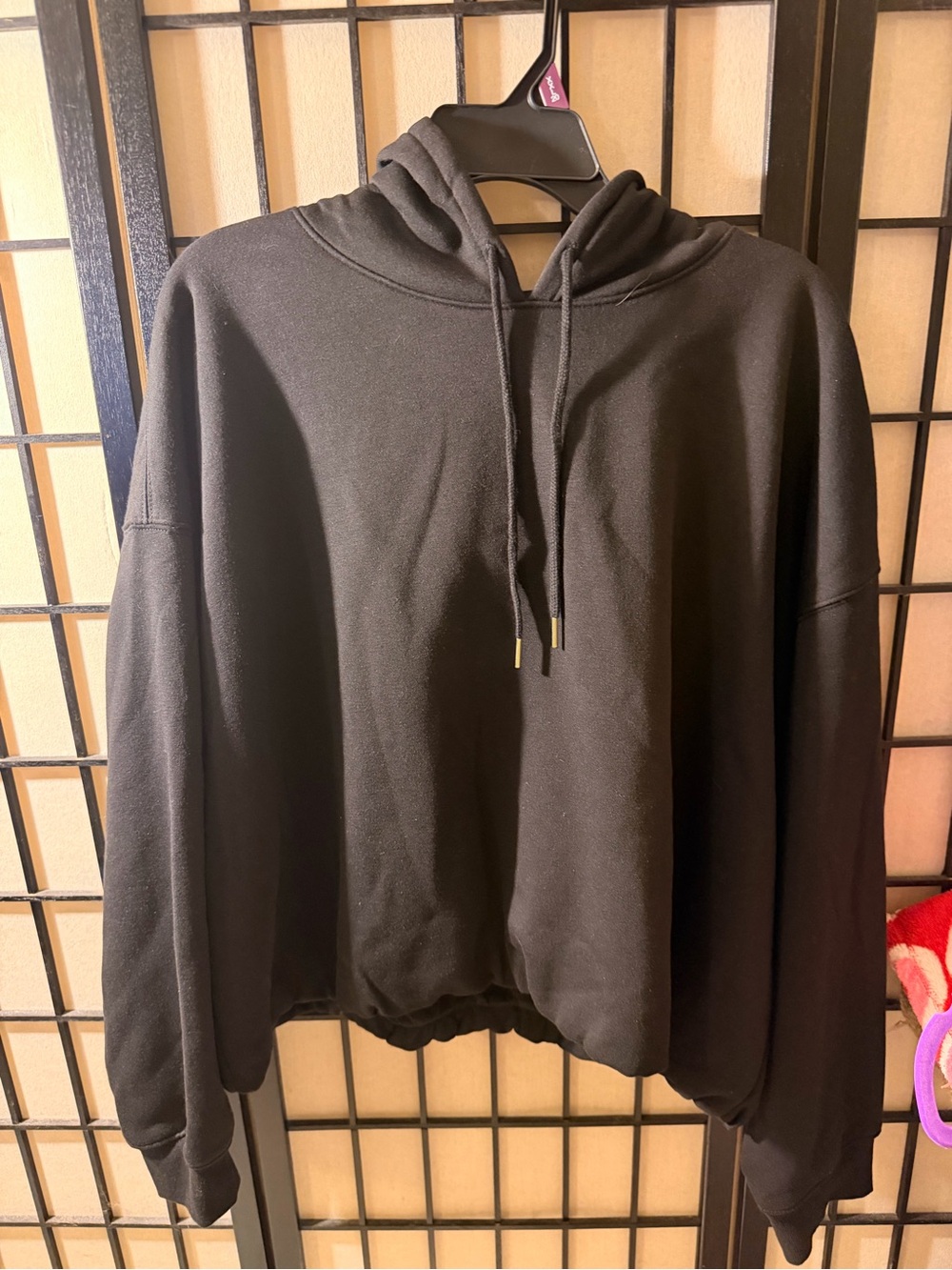 Black Drawstring Hooded Sweatshirt